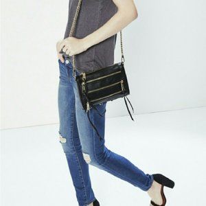 | rebecca minkoff • pebbled leather 5-zip crossbody bag |